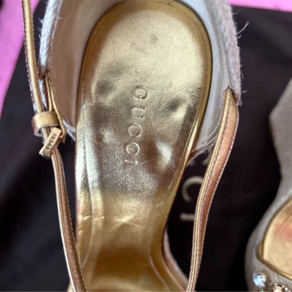 AUTHENTIC GUCCI SWAROVSKI WEDGE ESPADRILLES - Picture 6 of 7